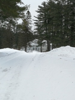 Colony Hall, snow drifts